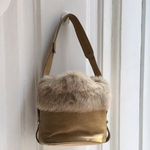 Leather and Fur Bucket Purse